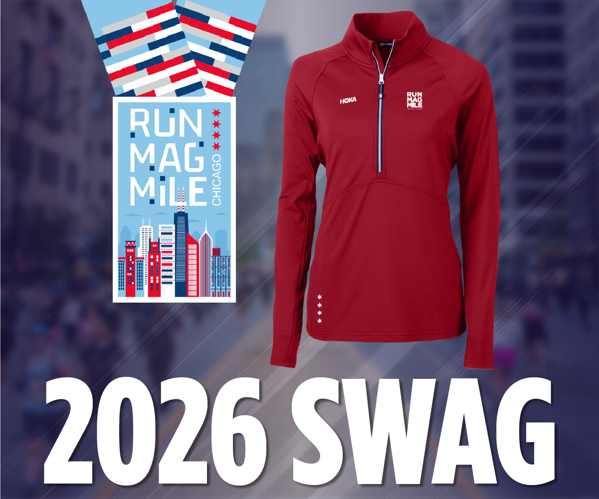2026 Run Mag Mile® Swag - Athletic Half Zip & Chicago Themed Medal 2026 Run Mag Mile® Swag - Athletic Half Zip & Chicago Themed Medal